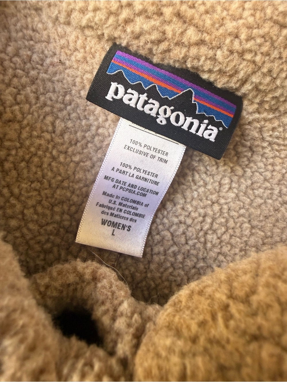 Patagonia Women’s “Lost Maples” Brown Sherpa Style Lined Fleece Jacket Large - Picture 5 of 9